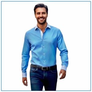 Etro Men's Light Blue Dress Shirt. Large